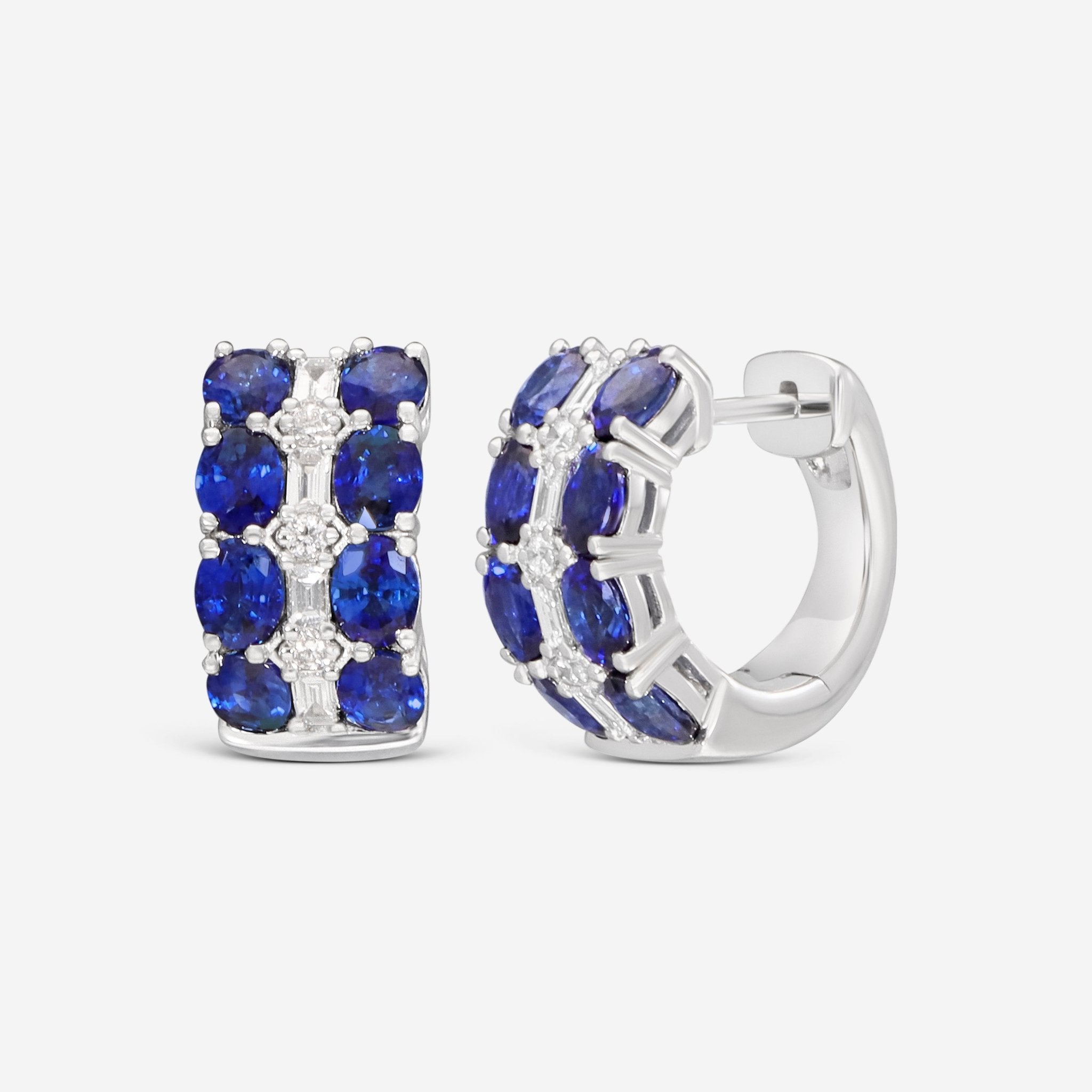 Ina Mar 14K White Gold 0.43ct.tw Diamond and 4.06ct.tw Blue Sapphire Earrings IMKGK42 - THE SOLIST - Ina Mar