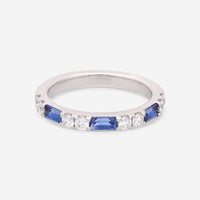 Ina Mar 14K White Gold Alternating Baguette Sapphire and Diamond Ring RG - 085897 - Sapp - THE SOLIST - Ina Mar