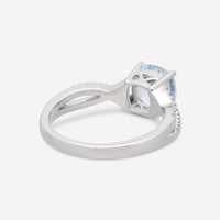Ina Mar 14K White Gold Aquamarine Cushion and Diamond Twist Ring RG - 074057 - Aqua - THE SOLIST - Ina Mar