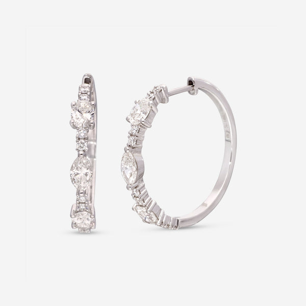 Ina Mar 14K White Gold, Diamond 1.81ct. tw. Hoop Earrings IMKGK25 - THE SOLIST - Ina Mar