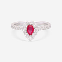 Ina Mar 14K White Gold Pear Shaped Ruby with Diamonds Halo Ring RG - 067882 - Ruby - THE SOLIST - Ina Mar
