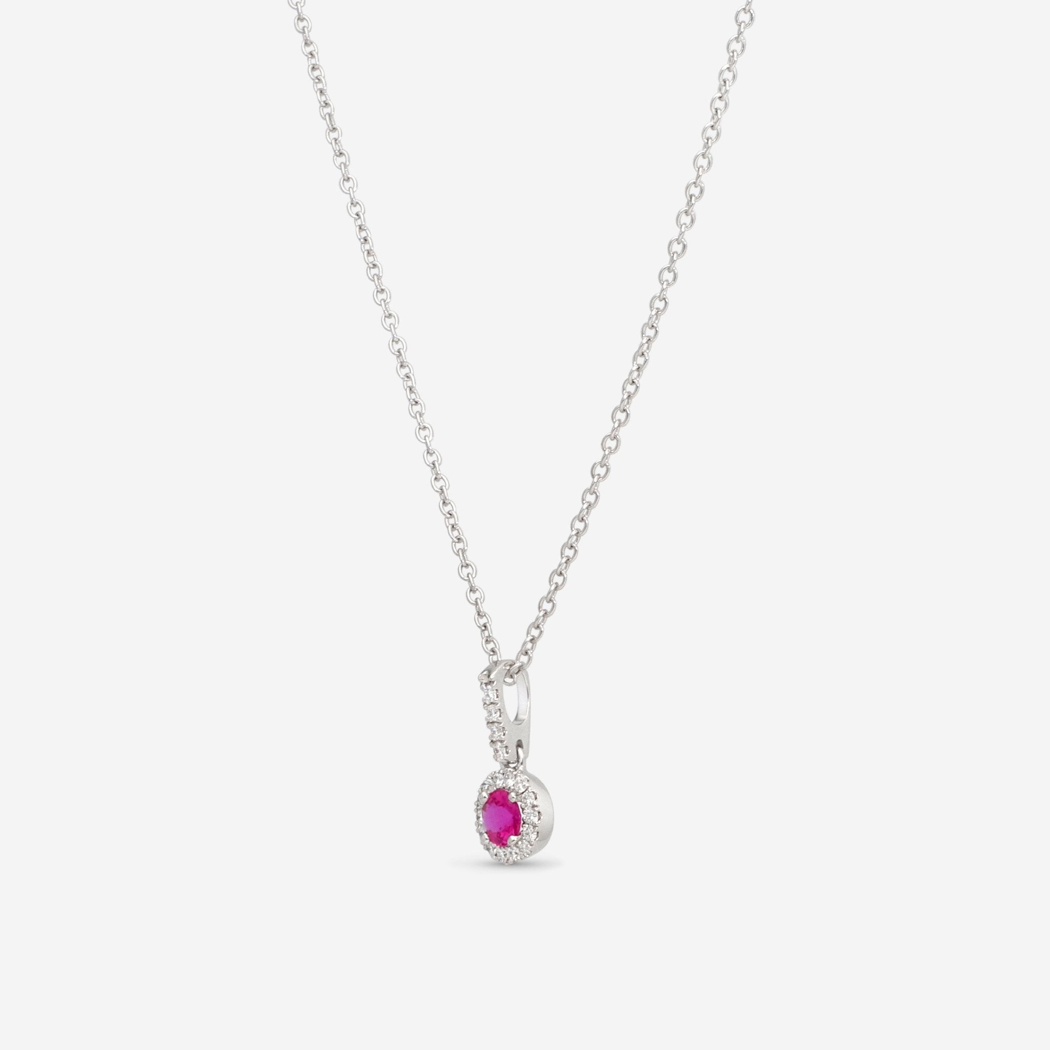 Ina Mar 14K White Gold Ruby and Diamond Drop Pendant PD - 073001 - Ruby - THE SOLIST - Ina Mar