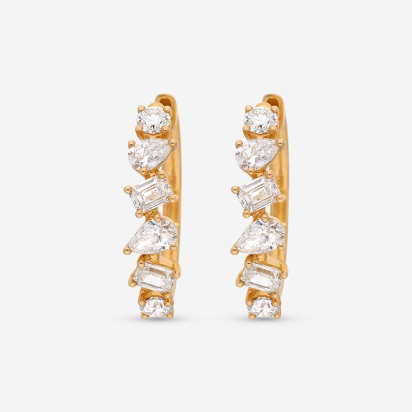 Ina Mar 14K Yellow Gold, Diamonds 2.32ct. twd. Small Hoop Earrings CN/566741 - THE SOLIST - Ina Mar