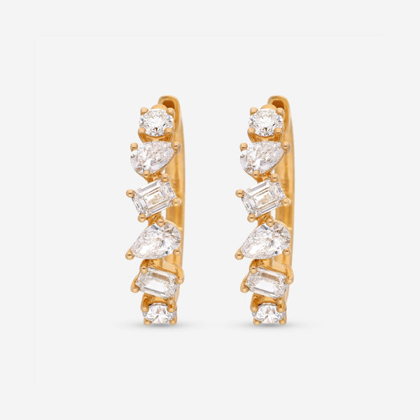 Ina Mar 14K Yellow Gold, Diamonds 2.32ct. twd. Small Hoop Earrings CN/566741 - THE SOLIST - Ina Mar