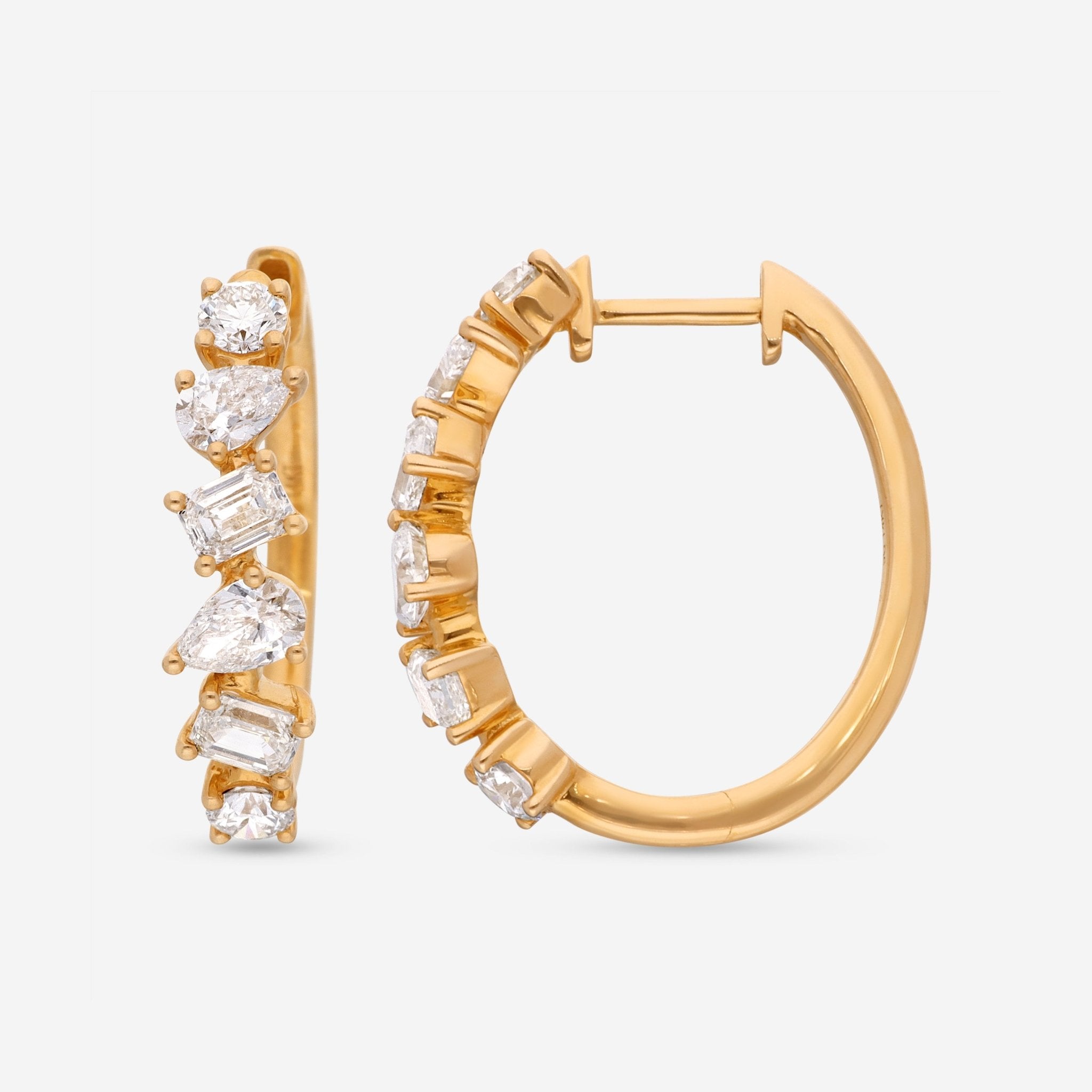 Ina Mar 14K Yellow Gold, Diamonds 2.32ct. twd. Small Hoop Earrings CN/566741 - THE SOLIST - Ina Mar