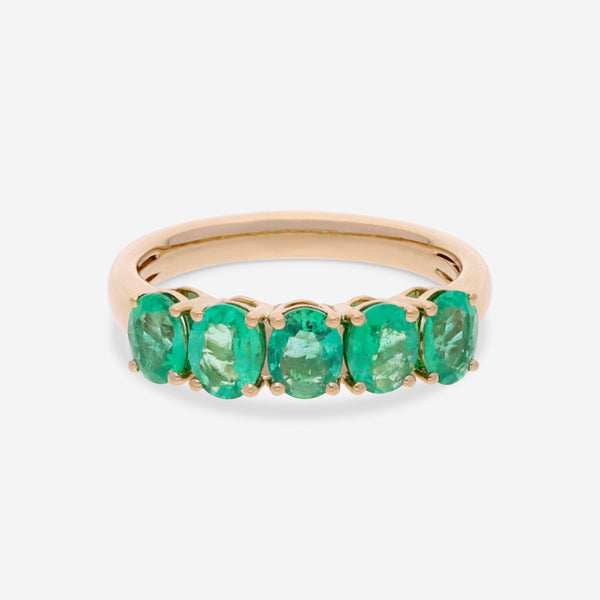 Ina Mar 14K Yellow Gold Oval Shaped Emerald 5 Stone Ring RG - 617367 - EMD - THE SOLIST - Ina Mar