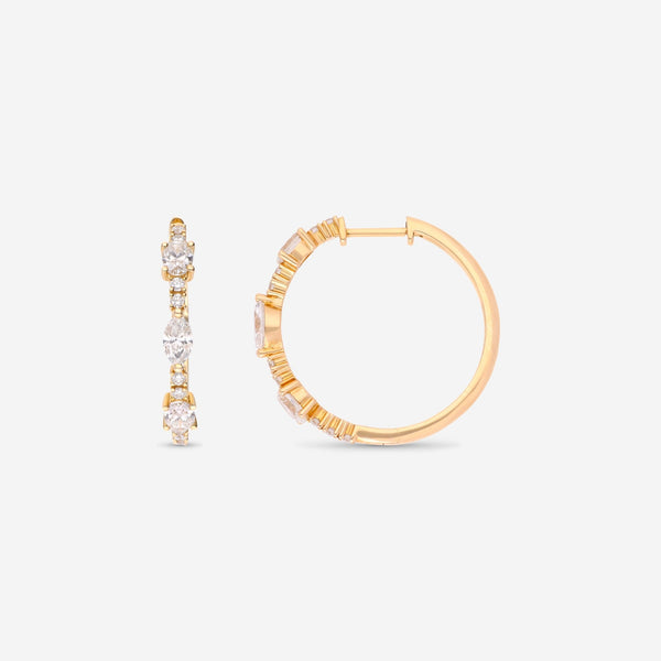 Ina Mar 14K Yellow Gold, Round and Oval Shape Diamonds 1.69ct. twd. Hoop Earrings CN/566433 - THE SOLIST - Ina Mar