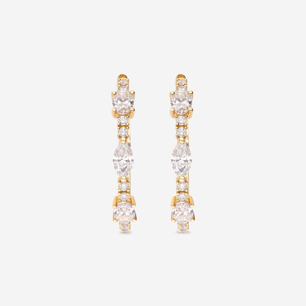 Ina Mar 14K Yellow Gold, Round and Oval Shape Diamonds 1.69ct. twd. Hoop Earrings CN/566433 - THE SOLIST - Ina Mar