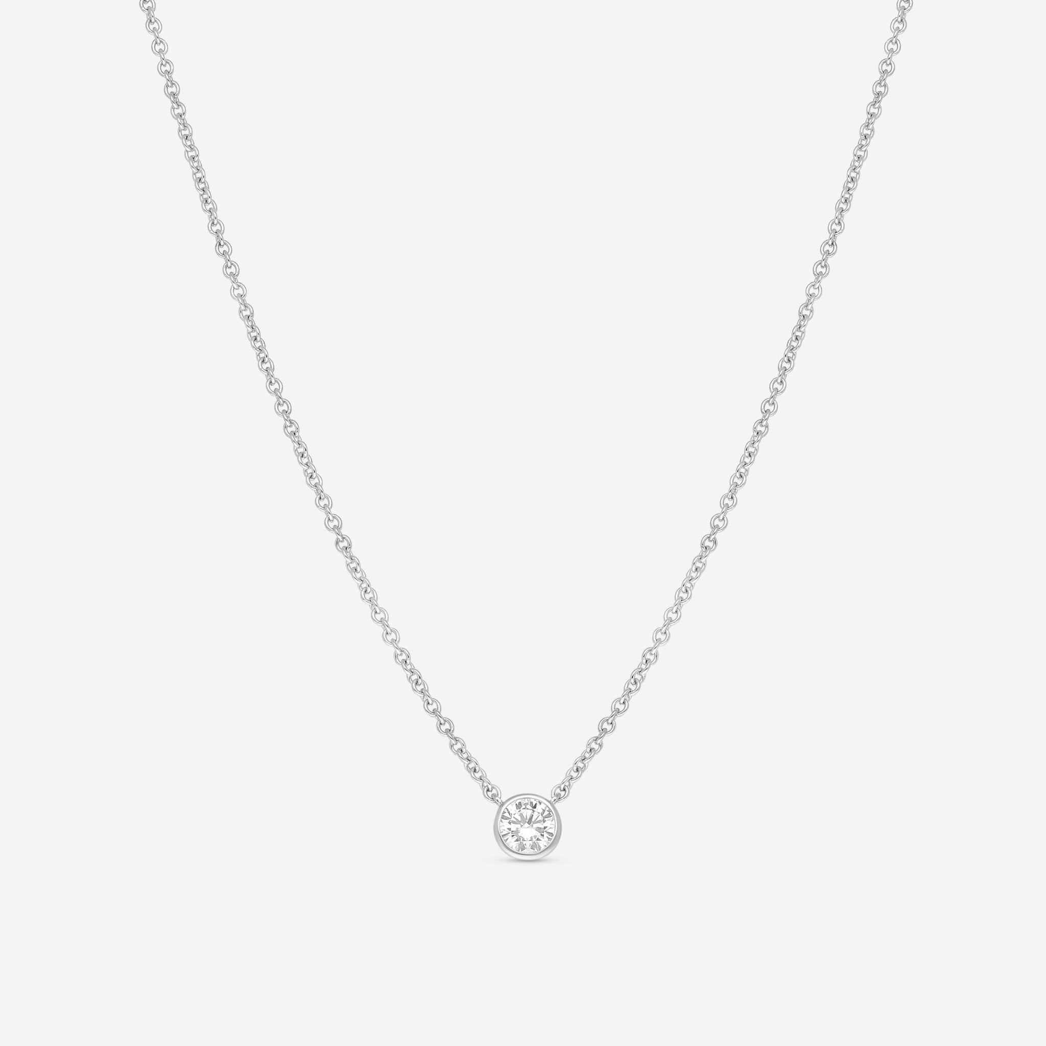 Ina Mar 18K White Gold Bezel Set Diamond 0.55ct.tw. Solitaire Pendant 16