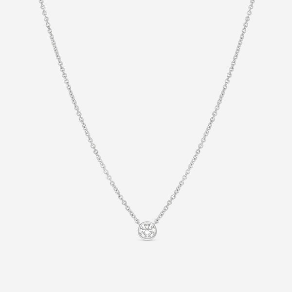 Ina Mar 18K White Gold Bezel Set Diamond 0.55ct.tw. Solitaire Pendant 16" ANK - 19303 - THE SOLIST - Ina Mar
