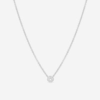 Ina Mar 18K White Gold Bezel Set Diamond 0.55ct.tw. Solitaire Pendant 16" ANK - 19303 - THE SOLIST - Ina Mar