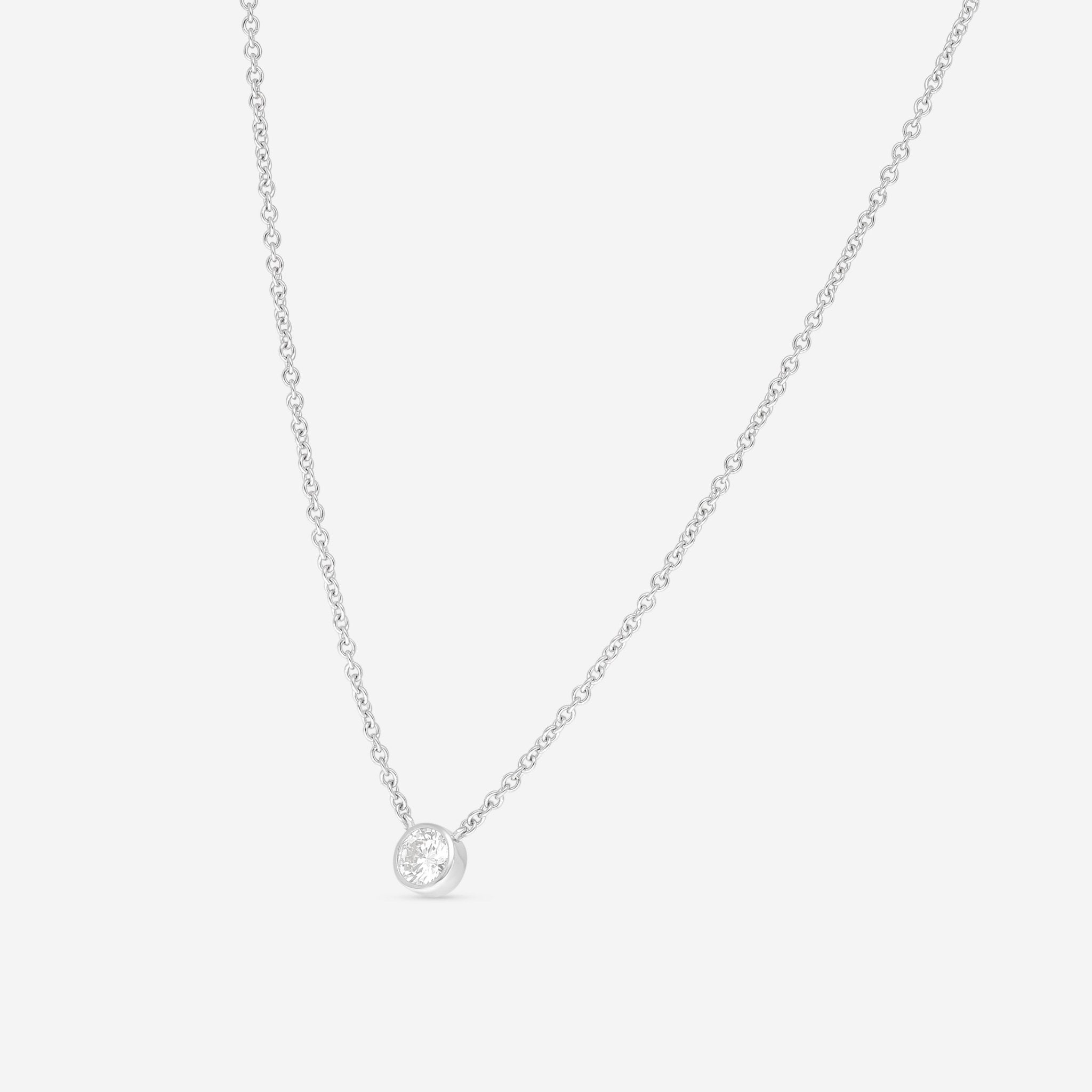 Ina Mar 18K White Gold Bezel Set Diamond 0.55ct.tw. Solitaire Pendant 16