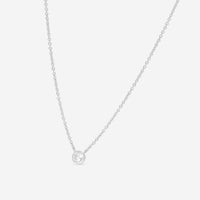 Ina Mar 18K White Gold Bezel Set Diamond 0.55ct.tw. Solitaire Pendant 16" ANK - 19303 - THE SOLIST - Ina Mar