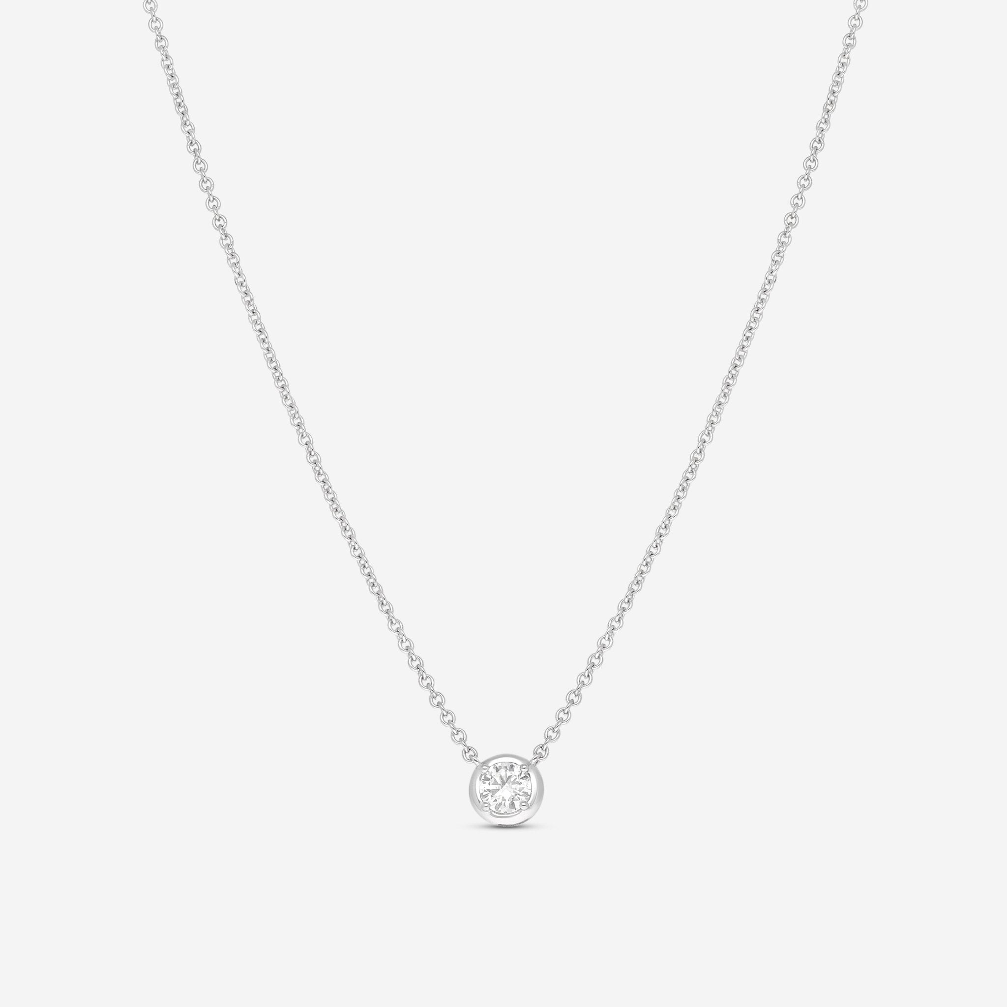 Ina Mar 18K White Gold Bezel Set Diamond Solitaire Pendant 16