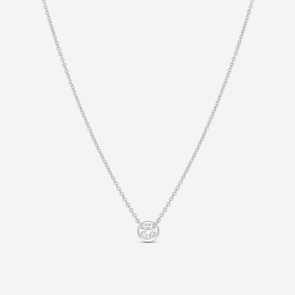 Ina Mar 18K White Gold Bezel Set Diamond Solitaire Pendant 16" ANK - 19291 - THE SOLIST - Ina Mar