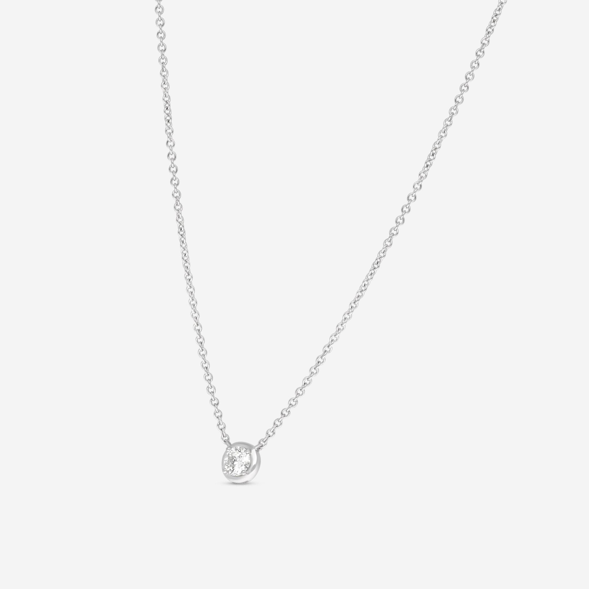 Ina Mar 18K White Gold Bezel Set Diamond Solitaire Pendant 16