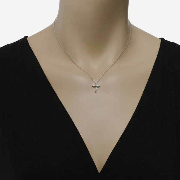 Ina Mar 18K White Gold, Diamond 0.28ct. tw. Cross Pendant Necklace K0610P43 - THE SOLIST - Ina Mar