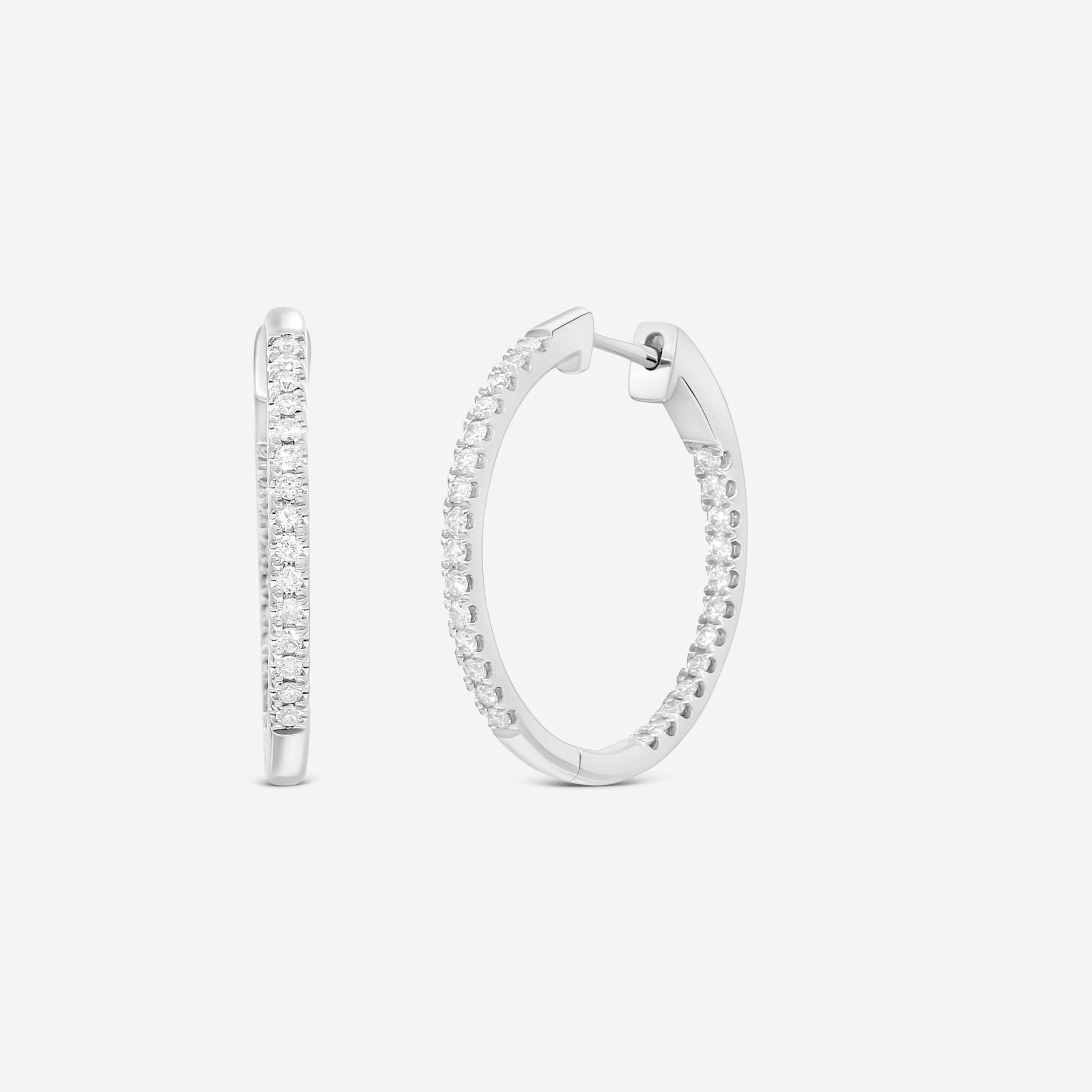 Ina Mar 18K White Gold Diamond 0.50ct.twd. Round Hoop Earrings AER - 14785 - THE SOLIST - Ina Mar