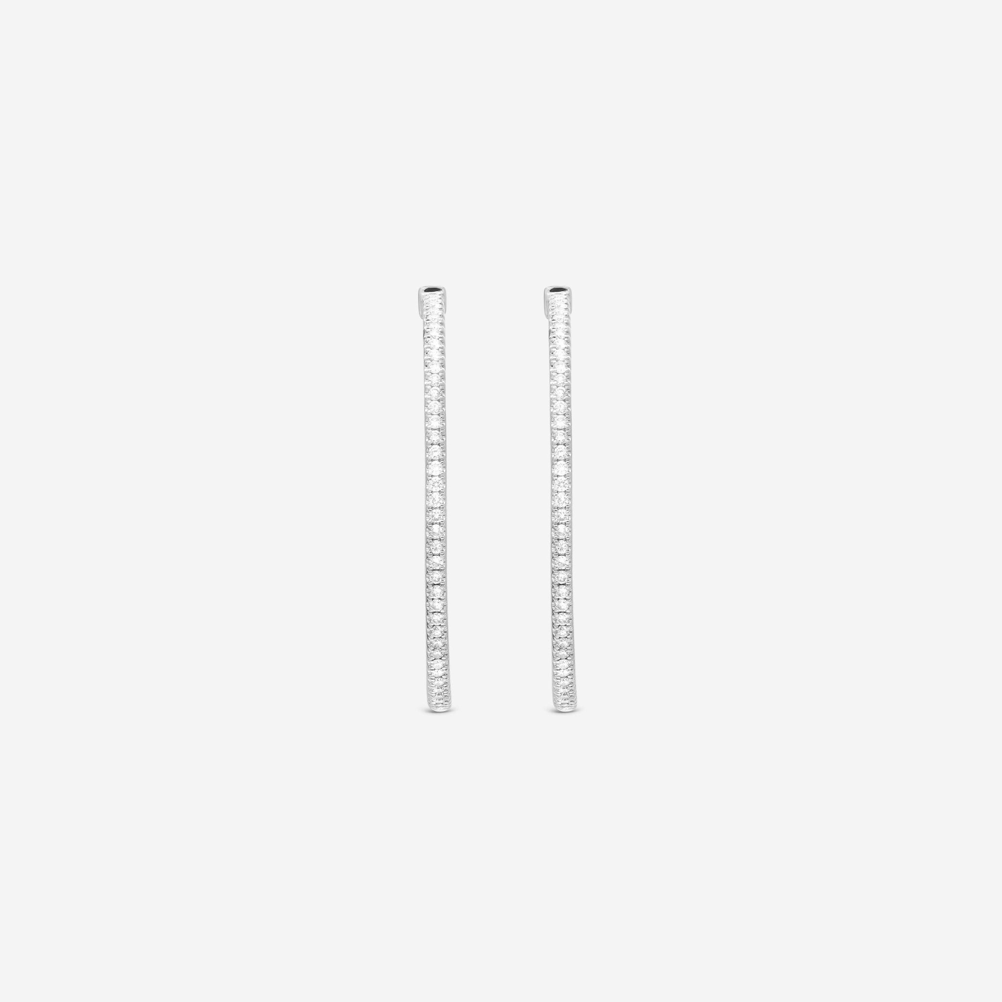 Ina Mar 18K White Gold Diamond 1.49ct.twd. Round Hoop Earrings AER - 13138 - THE SOLIST - Ina Mar