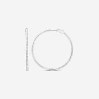 Ina Mar 18K White Gold Diamond 1.49ct.twd. Round Hoop Earrings AER - 13138 - THE SOLIST - Ina Mar