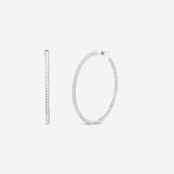 Ina Mar 18K White Gold Diamond 1.49ct.twd. Round Hoop Earrings AER - 13138 - THE SOLIST - Ina Mar