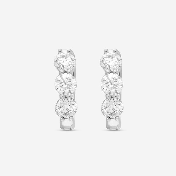 Ina Mar 18K White Gold Diamond 1.50ct.twd. Round Huggie Earrings AER - 18665 - THE SOLIST - Ina Mar