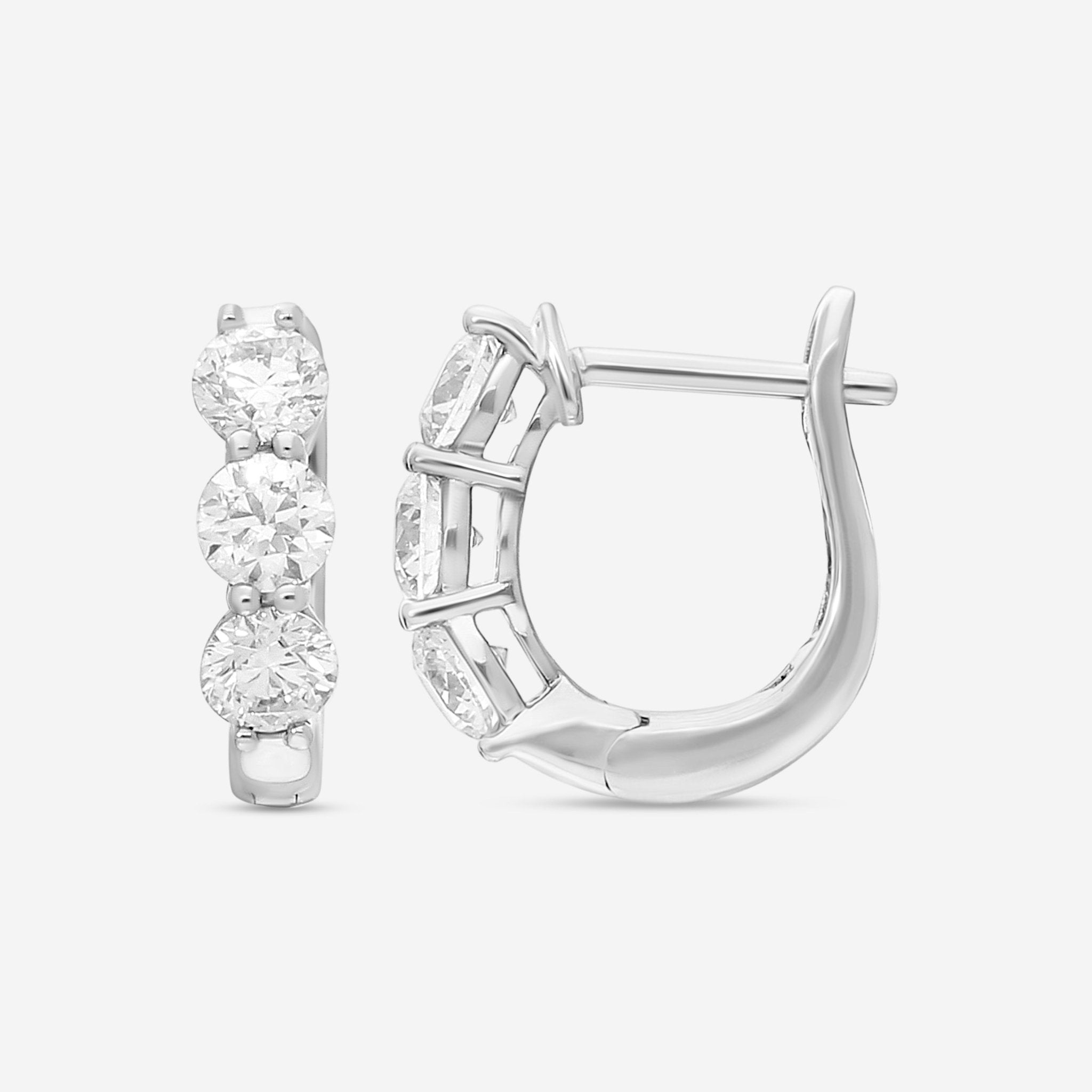 Ina Mar 18K White Gold Diamond 1.50ct.twd. Round Huggie Earrings AER - 18665 - THE SOLIST - Ina Mar