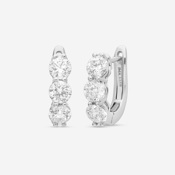 Ina Mar 18K White Gold Diamond 2.00ct.twd Round Hoop Earrings AER - 18666 - THE SOLIST - Ina Mar