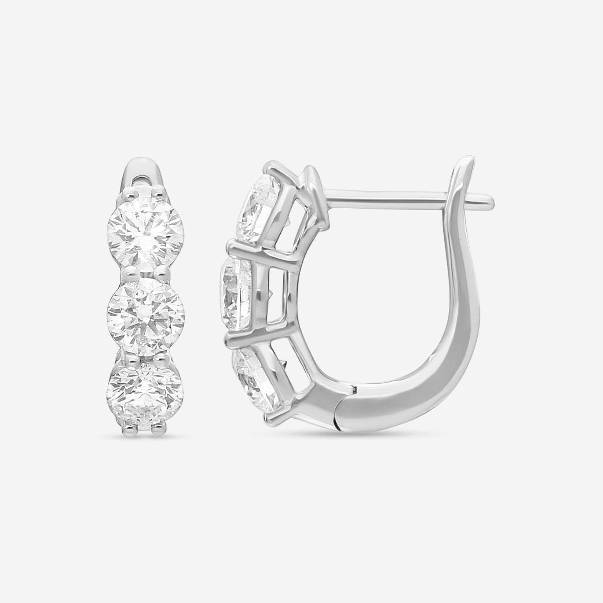 Ina Mar 18K White Gold Diamond 2.00ct.twd Round Hoop Earrings AER - 18666 - THE SOLIST - Ina Mar