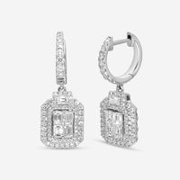 Ina Mar 18K White Gold, Diamond 2.17ct. tw Cluster Drop Earrings IMKGK10 - THE SOLIST - Ina Mar