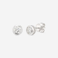 Ina Mar 18K White Gold Diamond Bezel Setting Stud Earrings AER - 19288 - THE SOLIST - Ina Mar