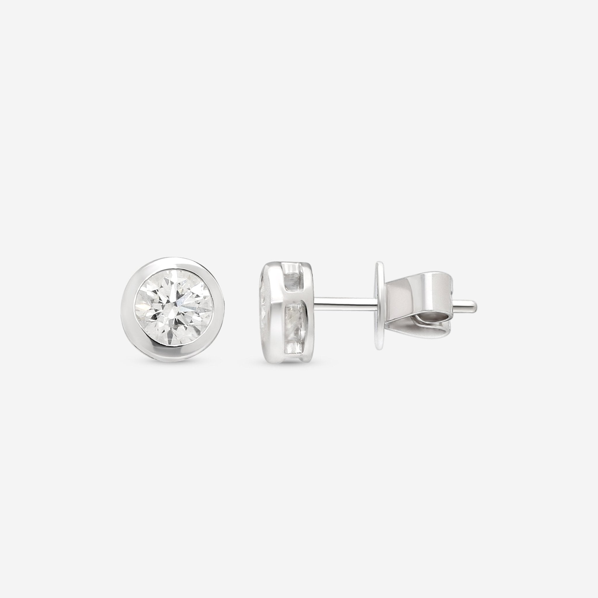 Ina Mar 18K White Gold Diamond Bezel Setting Stud Earrings AER - 19288 - THE SOLIST - Ina Mar