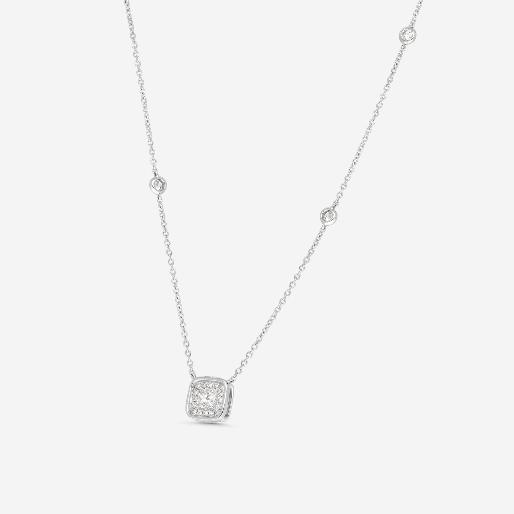 Ina Mar 18K White Gold Diamond Cluster Necklace 18