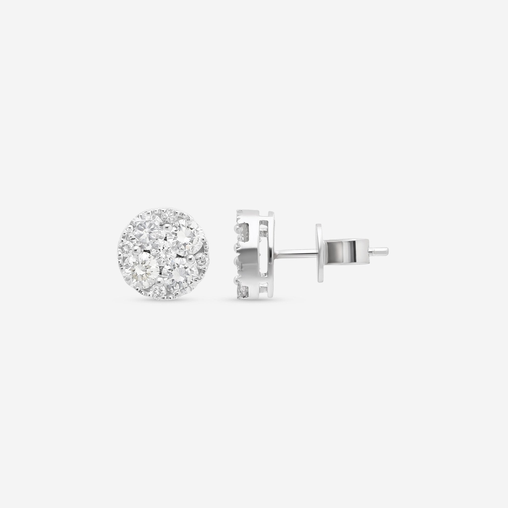 Ina Mar 18K White Gold Diamond Cluster Stud Earrings AER - 9122 - THE SOLIST - Ina Mar