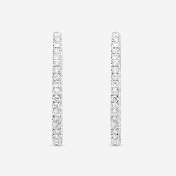 Ina Mar 18K White Gold Diamond Hoop Earrings AER - 15116 - THE SOLIST - Ina Mar