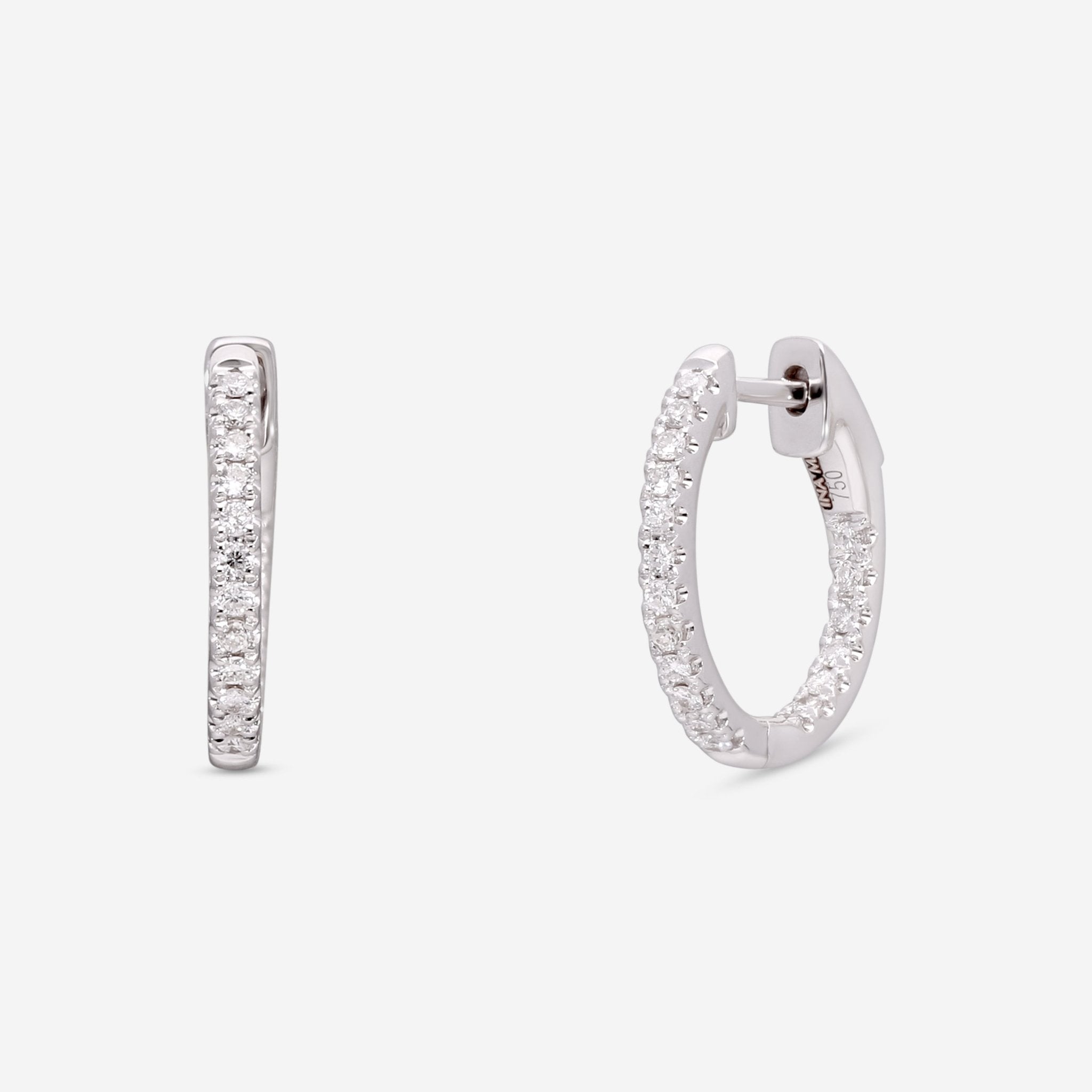 Ina Mar 18K White Gold Diamond Hoop Earrings AER - 17777 - THE SOLIST - Ina Mar