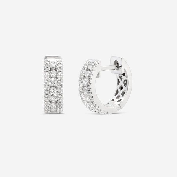 Ina Mar 18K White Gold Diamond Hoop Earrings AER - 5938 - THE SOLIST - Ina Mar