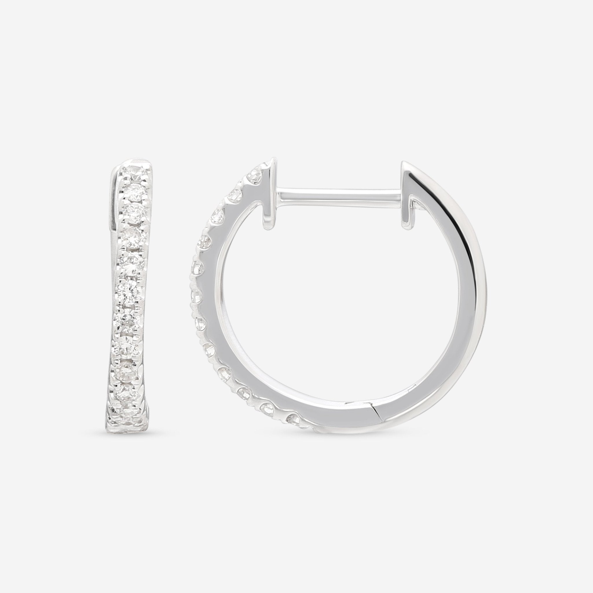 Ina Mar 18K White Gold Diamond Hoop Earrings AER - 9846 - 1 - THE SOLIST - Ina Mar