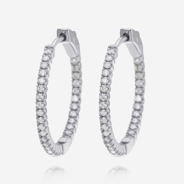 Ina Mar 18K White Gold, Diamond Hoop Earrings - THE SOLIST - Ina Mar