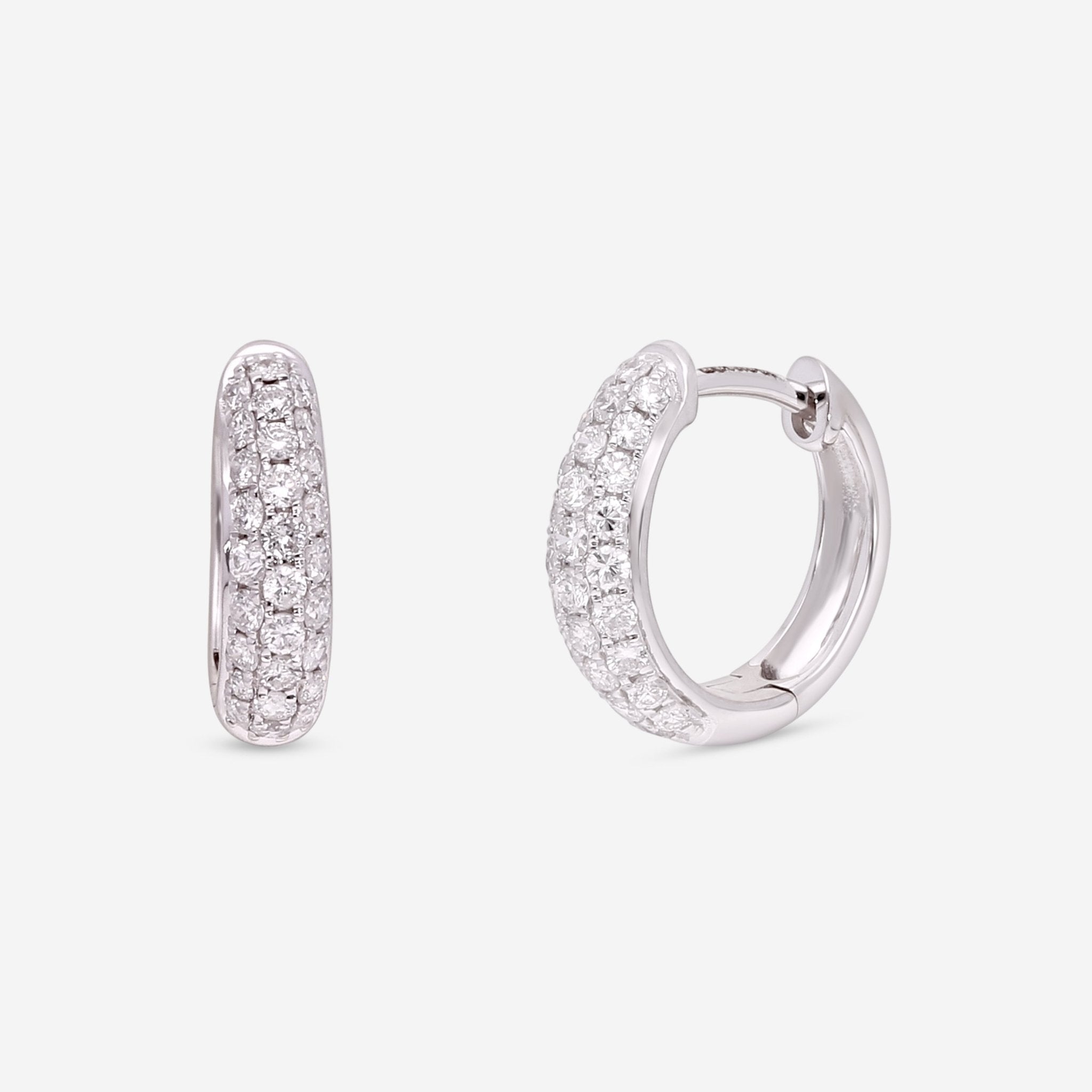 Ina Mar 18K White Gold Diamond Huggie Earrings AER - 17412 - THE SOLIST - Ina Mar