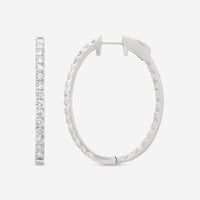 Ina Mar 18K White Gold Diamond InsideOut Oval Hoop Earrings AER - 19294 - THE SOLIST - Ina Mar