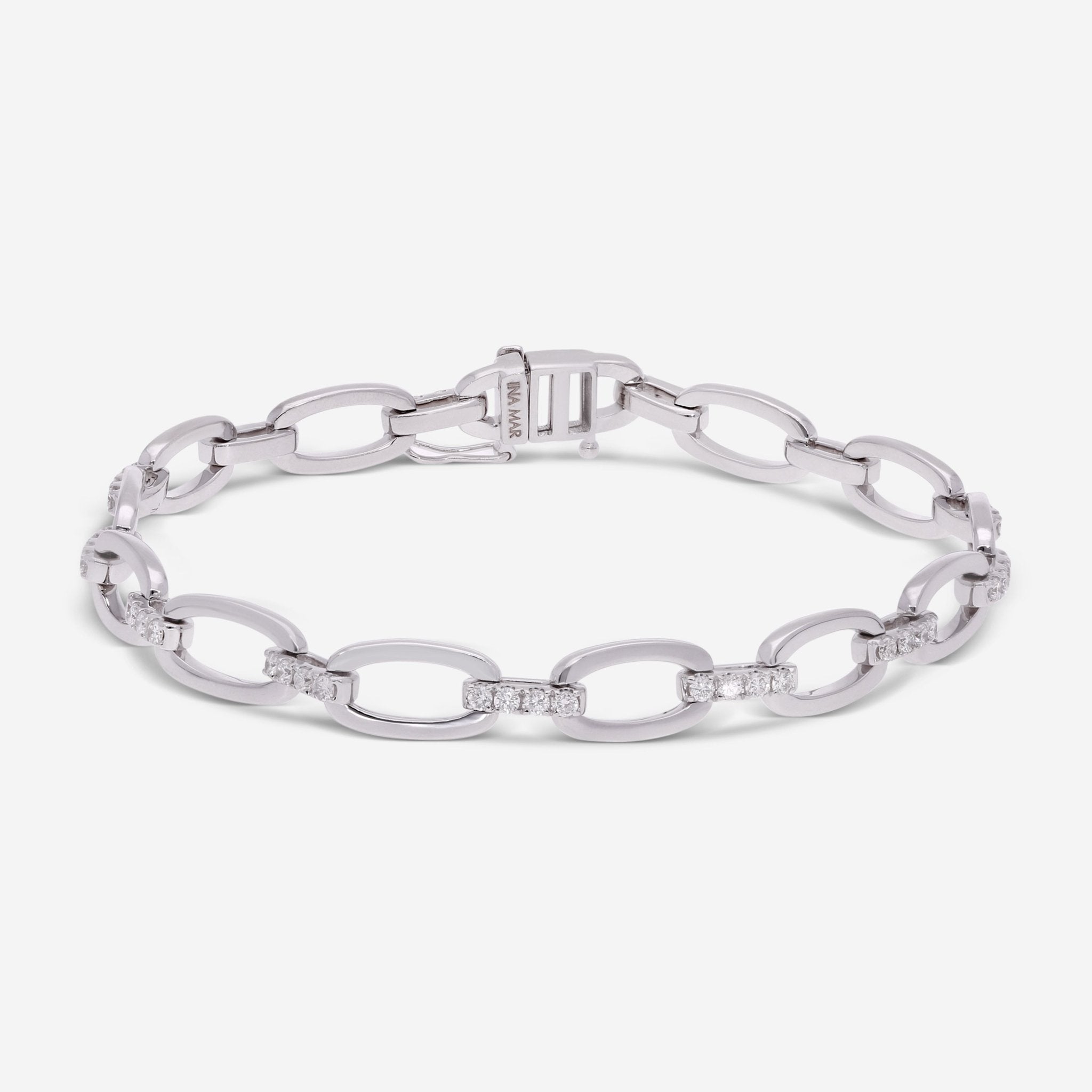 Ina Mar 18K White Gold Diamond Link Bracelet ALB - 17503 - THE SOLIST - Ina Mar