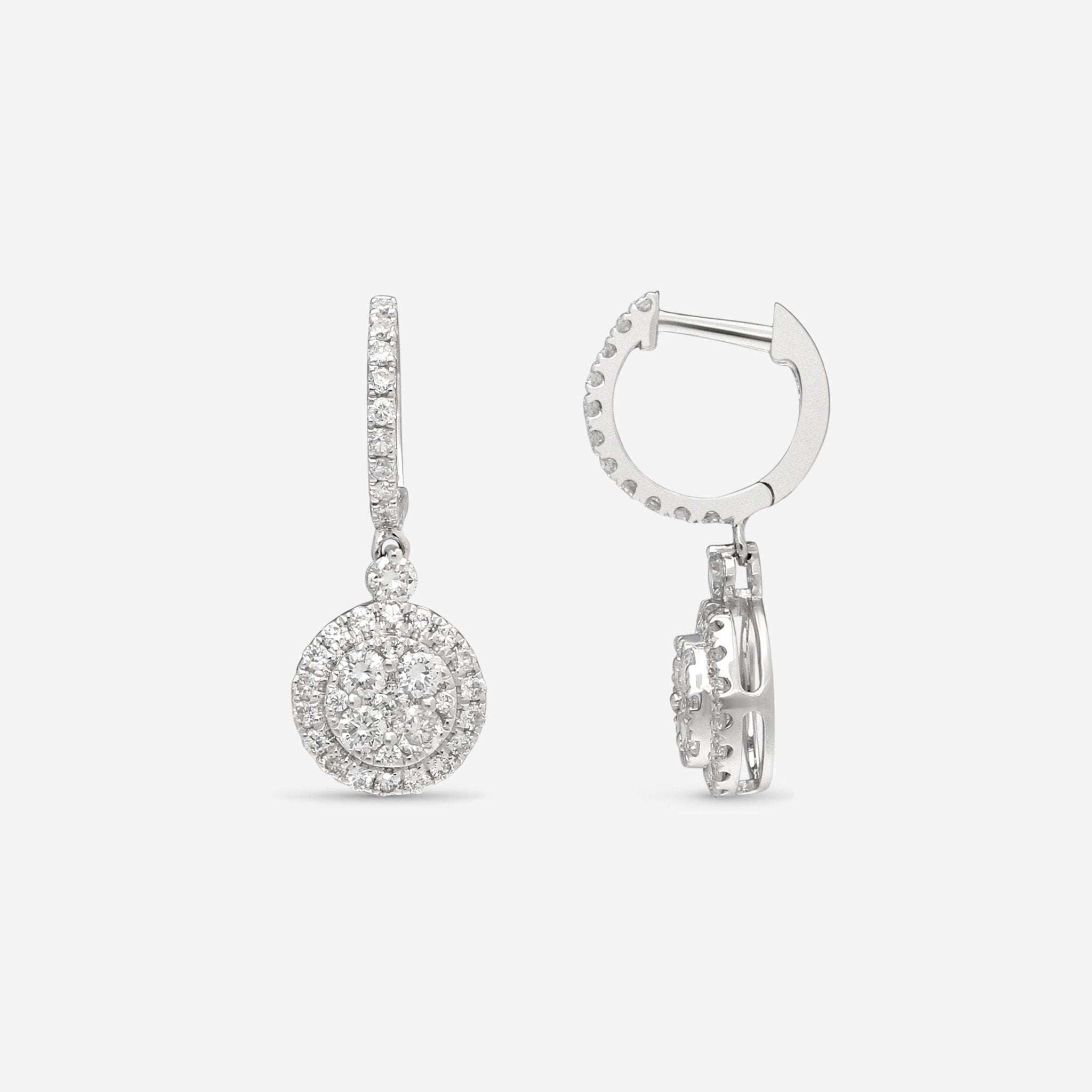 Ina Mar 18K White Gold Diamond Round Hoop Drop Earrings AER - 7610 - THE SOLIST - Ina Mar