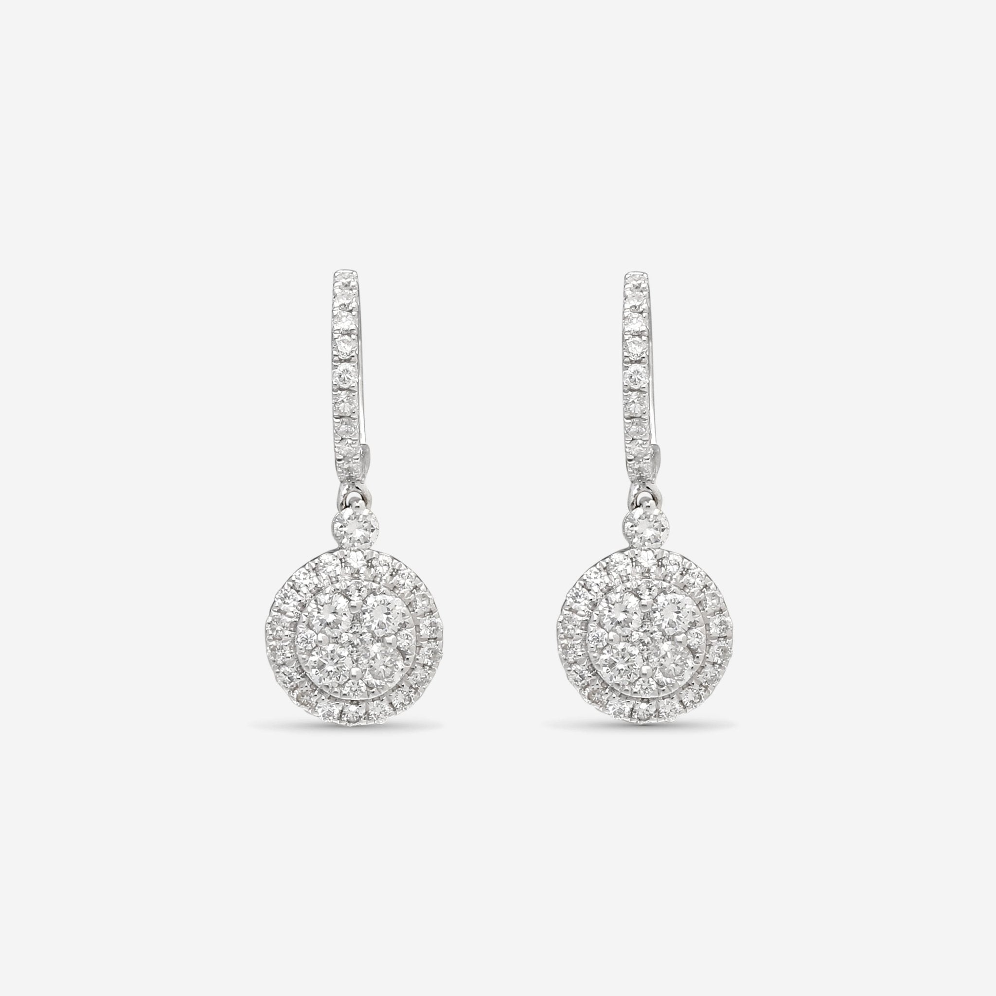 Ina Mar 18K White Gold Diamond Round Hoop Drop Earrings AER - 7610 - THE SOLIST - Ina Mar