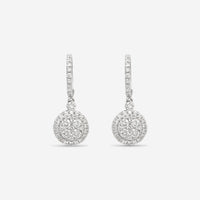 Ina Mar 18K White Gold Diamond Round Hoop Drop Earrings AER - 7610 - THE SOLIST - Ina Mar