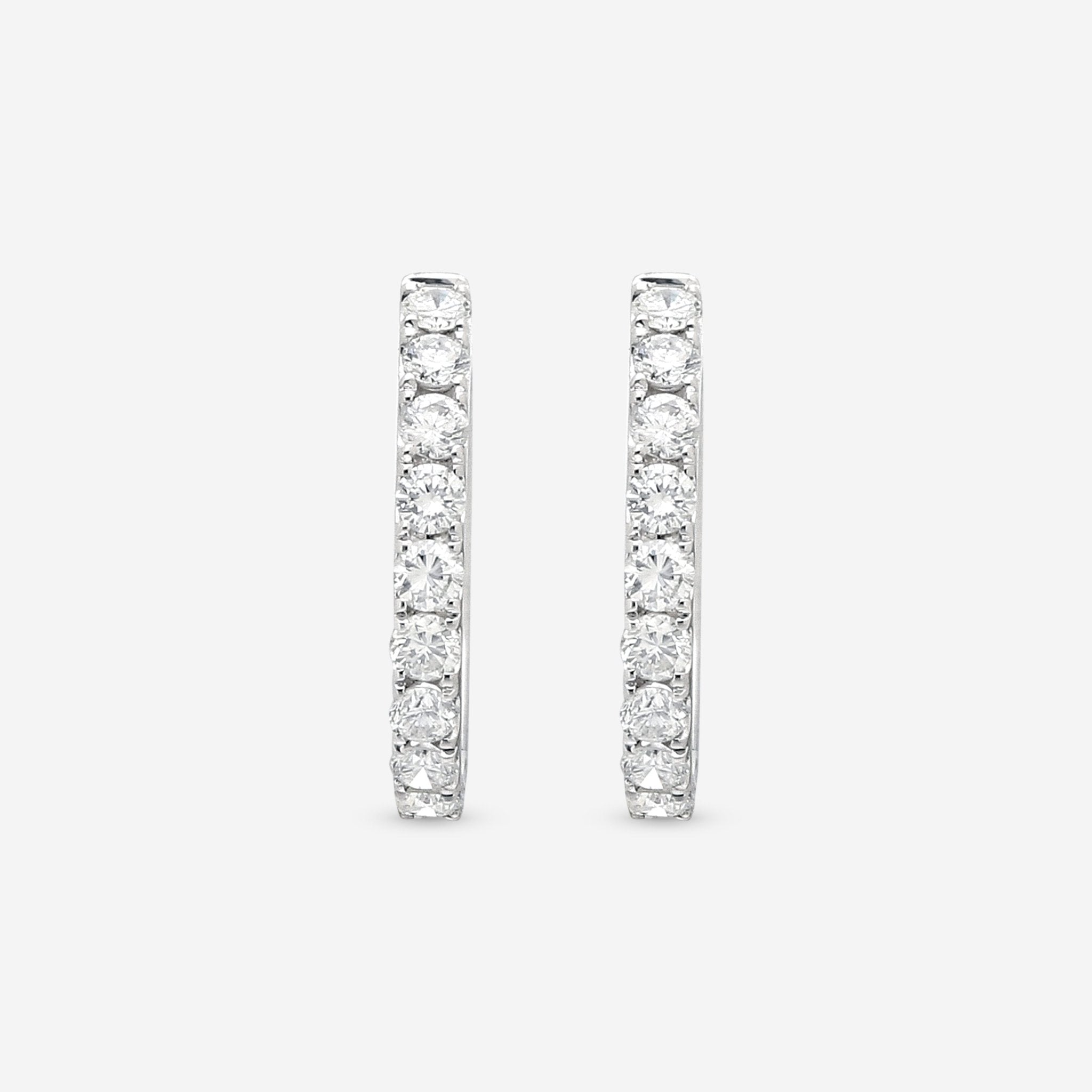 Ina Mar 18K White Gold Diamond Round Hoop Earrings AER - 18859 - THE SOLIST - Ina Mar