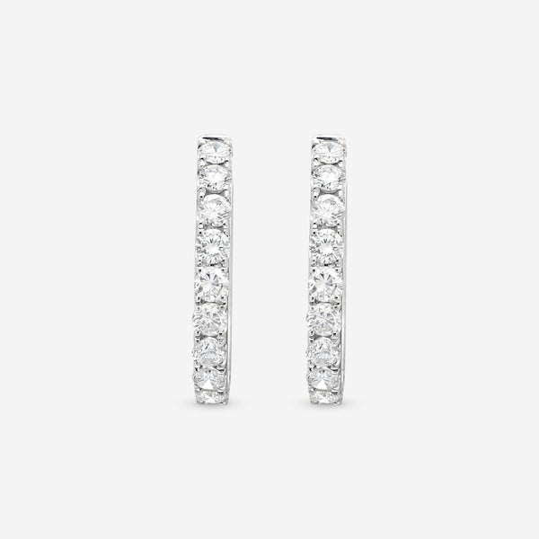 Ina Mar 18K White Gold Diamond Round Hoop Earrings AER - 18859 - THE SOLIST - Ina Mar