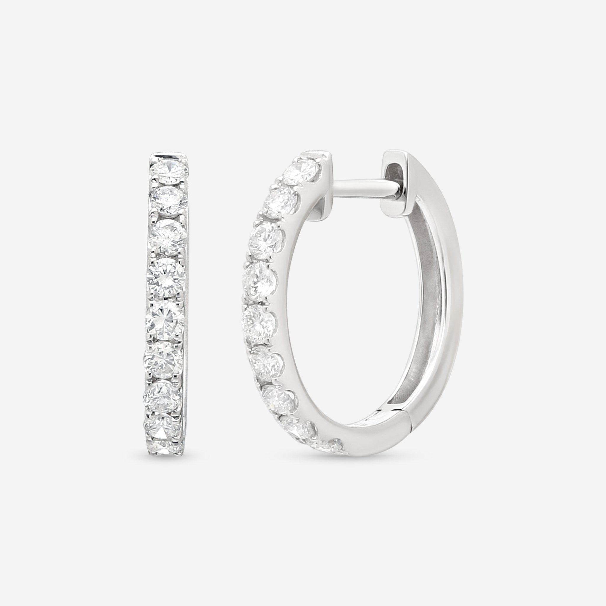 Ina Mar 18K White Gold Diamond Round Hoop Earrings AER - 18859 - THE SOLIST - Ina Mar