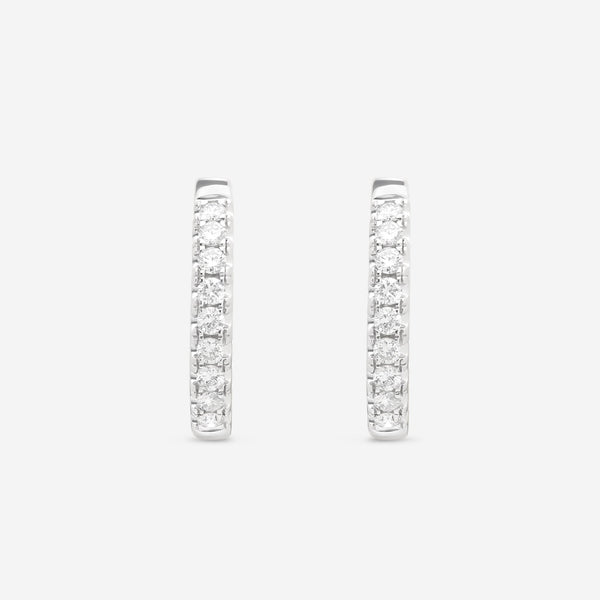 Ina Mar 18K White Gold Diamond Round Hoop Earrings with Vault Lock AER - 17278 - THE SOLIST - Ina Mar