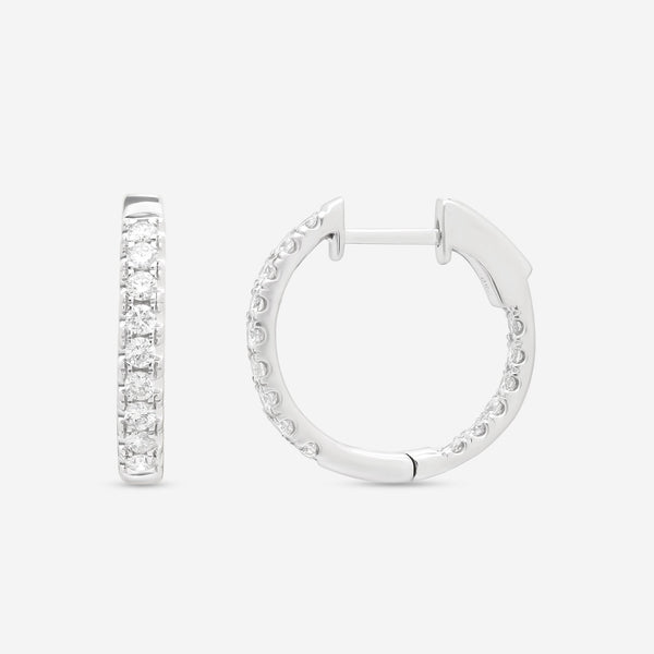 Ina Mar 18K White Gold Diamond Round Hoop Earrings with Vault Lock AER - 17278 - THE SOLIST - Ina Mar